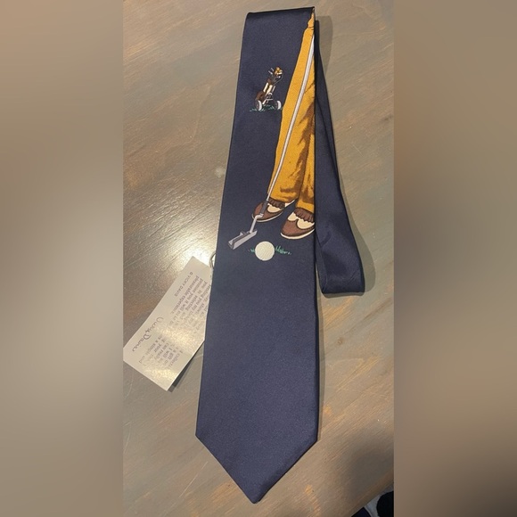 Vicky Davis Tap In Golf Themed Navy Tie - Picture 1 of 3
